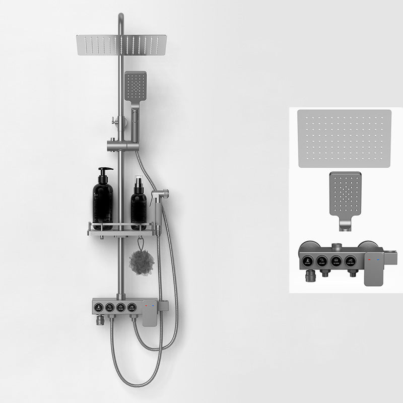 Shower Set Wall Mounted Lever Handle Shower Hose Handshower Square Shower Set Grey Temperature Control Digital Display Not Included Clearhalo 'Bathroom Remodel & Bathroom Fixtures' 'Home Improvement' 'home_improvement' 'home_improvement_shower_faucets' 'Shower Faucets & Systems' 'shower_faucets' 'Showers & Bathtubs Plumbing' 'Showers & Bathtubs' 7322892