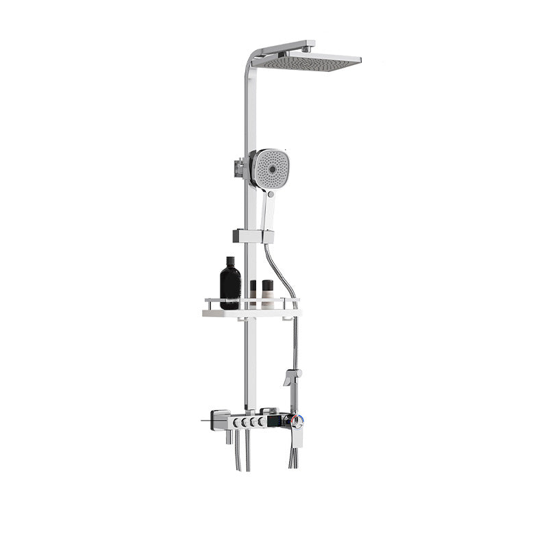 Thermostatic Shower Set Adjustable Spray Pattern Shower System with Slide Bar Clearhalo 'Bathroom Remodel & Bathroom Fixtures' 'Home Improvement' 'home_improvement' 'home_improvement_shower_faucets' 'Shower Faucets & Systems' 'shower_faucets' 'Showers & Bathtubs Plumbing' 'Showers & Bathtubs' 7322903