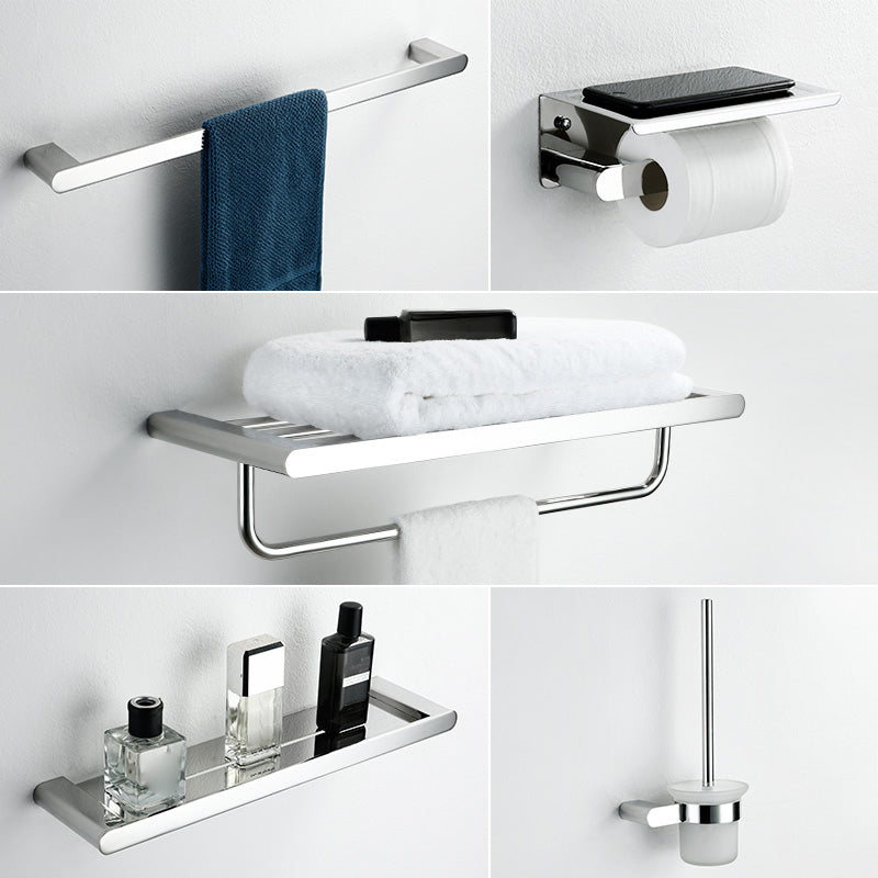 Contemporary Bathroom Accessory As Individual Or As a Set in Silver 5 piece Set Clearhalo 'Bathroom Hardware Sets' 'Bathroom Hardware' 'Bathroom Remodel & Bathroom Fixtures' 'bathroom_hardware_sets' 'Home Improvement' 'home_improvement' 'home_improvement_bathroom_hardware_sets' 7322931