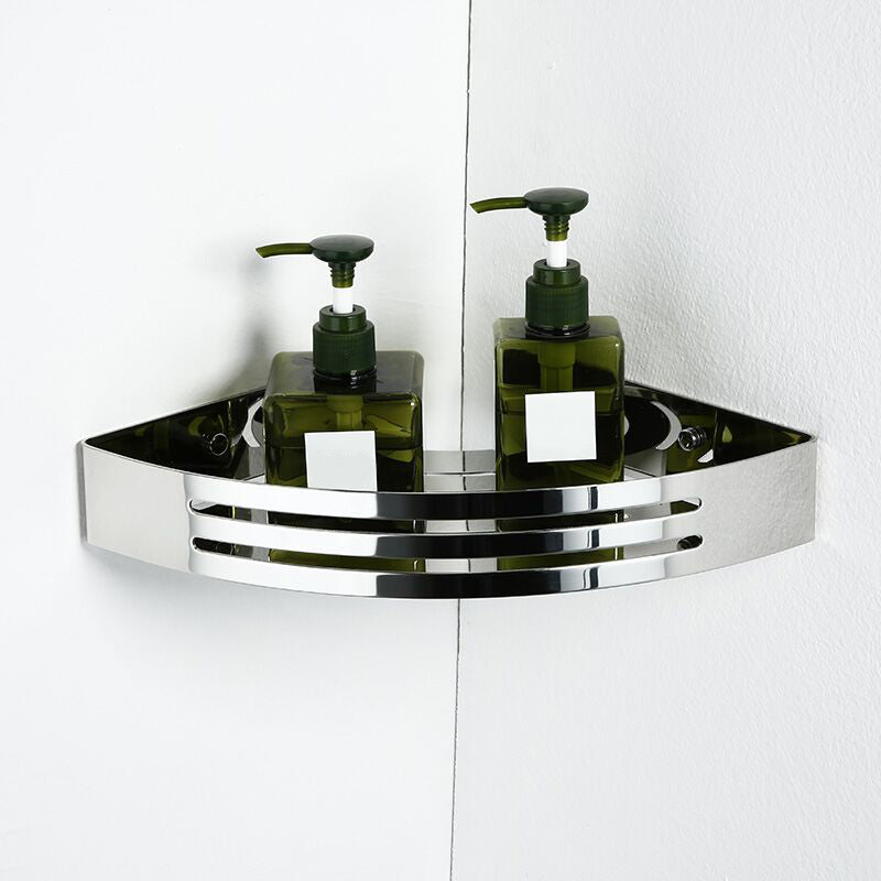 Contemporary Bathroom Accessory As Individual Or As a Set in Silver Triangular Bath Shelf Clearhalo 'Bathroom Hardware Sets' 'Bathroom Hardware' 'Bathroom Remodel & Bathroom Fixtures' 'bathroom_hardware_sets' 'Home Improvement' 'home_improvement' 'home_improvement_bathroom_hardware_sets' 7322941