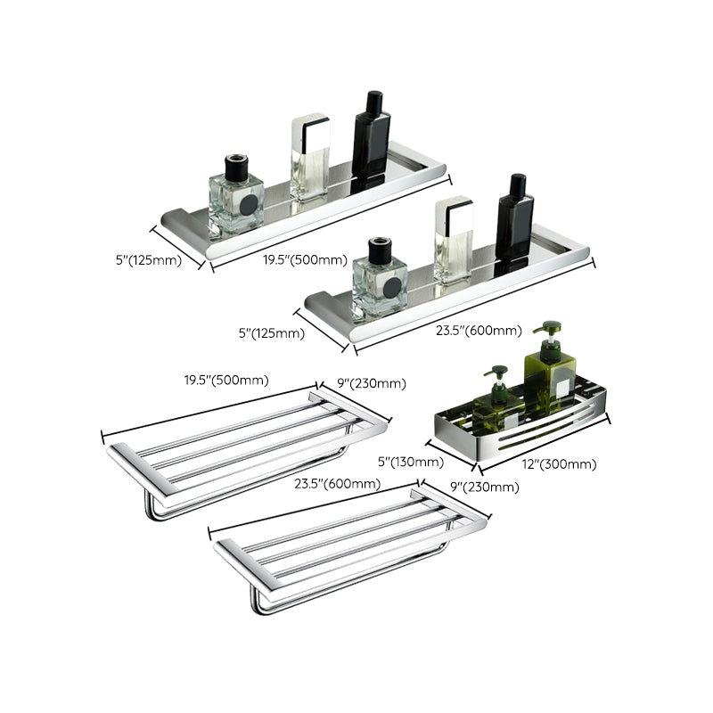 Contemporary Bathroom Accessory As Individual Or As a Set in Silver Clearhalo 'Bathroom Hardware Sets' 'Bathroom Hardware' 'Bathroom Remodel & Bathroom Fixtures' 'bathroom_hardware_sets' 'Home Improvement' 'home_improvement' 'home_improvement_bathroom_hardware_sets' 7322956
