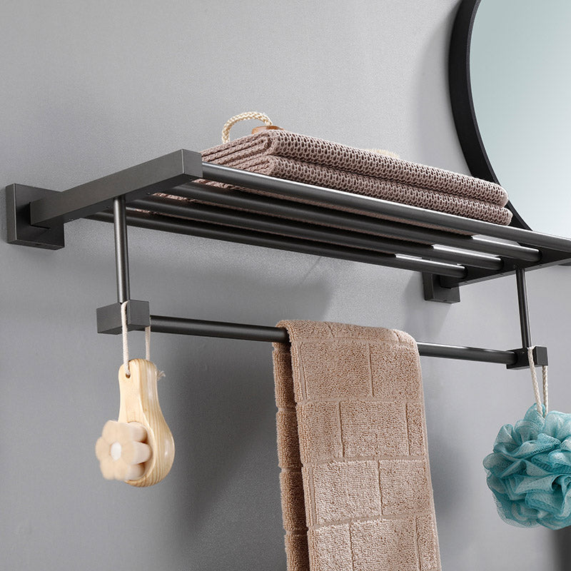 Contemporary Bathroom Accessory As Individual Or As a Set in Grey Metal Towel Rack Clearhalo 'Bathroom Hardware Sets' 'Bathroom Hardware' 'Bathroom Remodel & Bathroom Fixtures' 'bathroom_hardware_sets' 'Home Improvement' 'home_improvement' 'home_improvement_bathroom_hardware_sets' 7322958