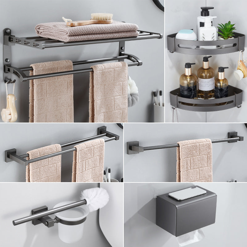 Contemporary Bathroom Accessory As Individual Or As a Set in Grey Metal Clearhalo 'Bathroom Hardware Sets' 'Bathroom Hardware' 'Bathroom Remodel & Bathroom Fixtures' 'bathroom_hardware_sets' 'Home Improvement' 'home_improvement' 'home_improvement_bathroom_hardware_sets' 7322960