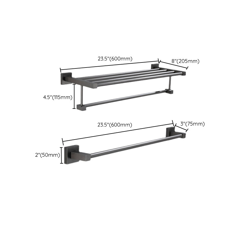 Contemporary Bathroom Accessory As Individual Or As a Set in Grey Metal Clearhalo 'Bathroom Hardware Sets' 'Bathroom Hardware' 'Bathroom Remodel & Bathroom Fixtures' 'bathroom_hardware_sets' 'Home Improvement' 'home_improvement' 'home_improvement_bathroom_hardware_sets' 7322989