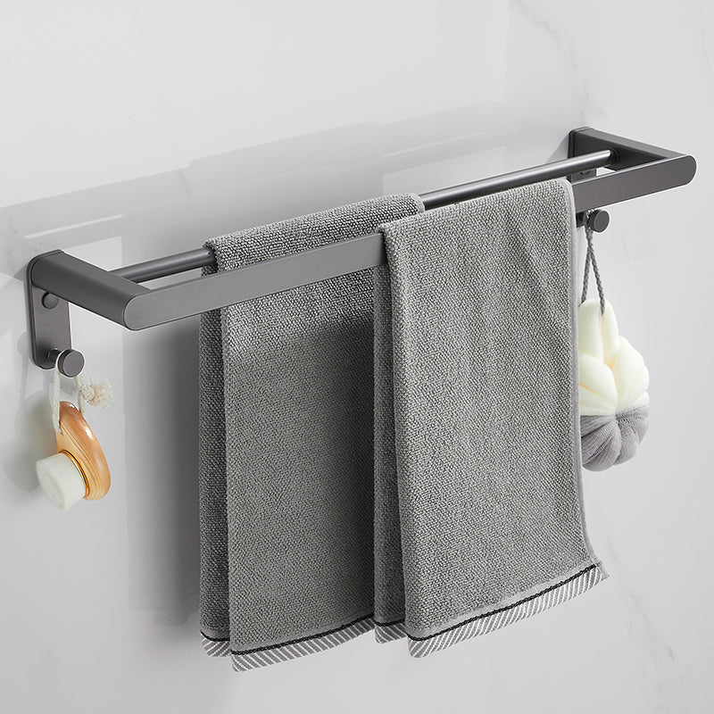 Contemporary Grey Bathroom Accessory As Individual Or As a Set Double Bars Towel Bar Clearhalo 'Bathroom Hardware Sets' 'Bathroom Hardware' 'Bathroom Remodel & Bathroom Fixtures' 'bathroom_hardware_sets' 'Home Improvement' 'home_improvement' 'home_improvement_bathroom_hardware_sets' 7322990
