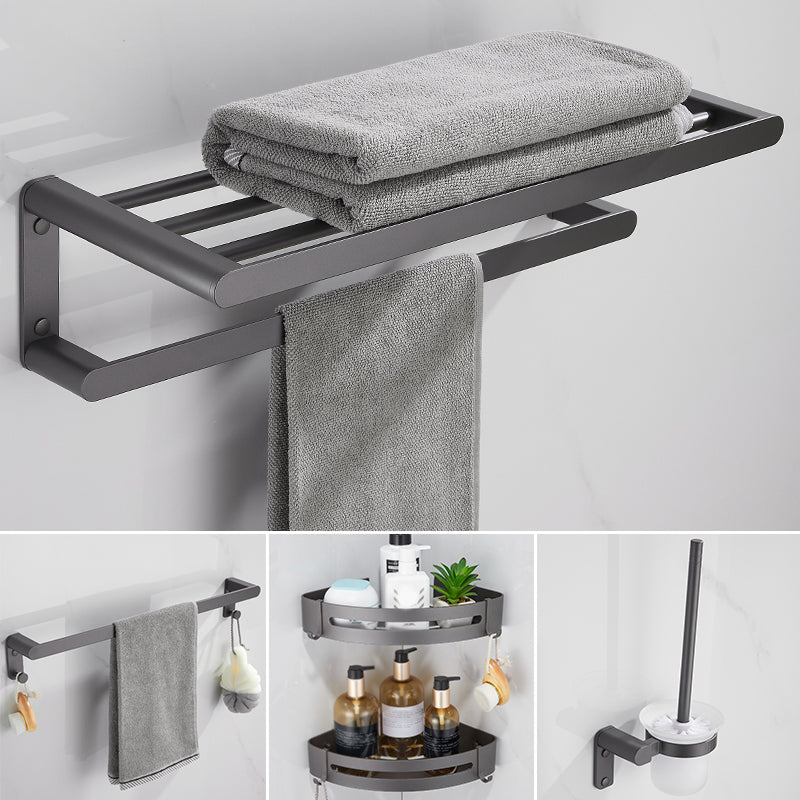Contemporary Grey Bathroom Accessory As Individual Or As a Set 5-Piece Set (Single Rod) Clearhalo 'Bathroom Hardware Sets' 'Bathroom Hardware' 'Bathroom Remodel & Bathroom Fixtures' 'bathroom_hardware_sets' 'Home Improvement' 'home_improvement' 'home_improvement_bathroom_hardware_sets' 7323005
