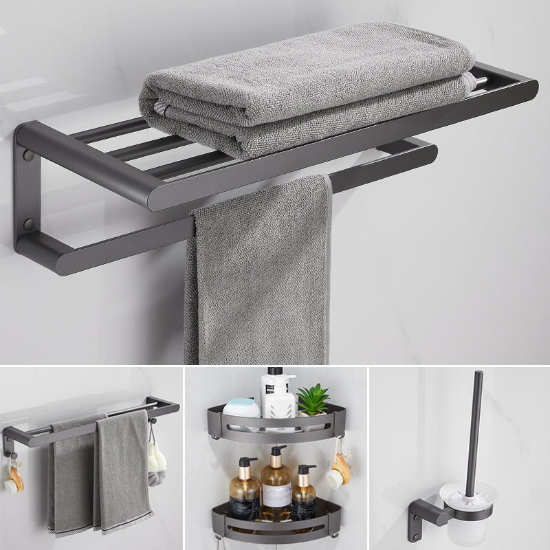 Contemporary Grey Bathroom Accessory As Individual Or As a Set 5-Piece Set (Double Rods) Clearhalo 'Bathroom Hardware Sets' 'Bathroom Hardware' 'Bathroom Remodel & Bathroom Fixtures' 'bathroom_hardware_sets' 'Home Improvement' 'home_improvement' 'home_improvement_bathroom_hardware_sets' 7323006