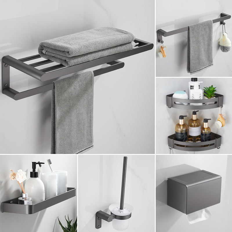 Contemporary Grey Bathroom Accessory As Individual Or As a Set 7-Piece Set (Single Rod) Clearhalo 'Bathroom Hardware Sets' 'Bathroom Hardware' 'Bathroom Remodel & Bathroom Fixtures' 'bathroom_hardware_sets' 'Home Improvement' 'home_improvement' 'home_improvement_bathroom_hardware_sets' 7323008