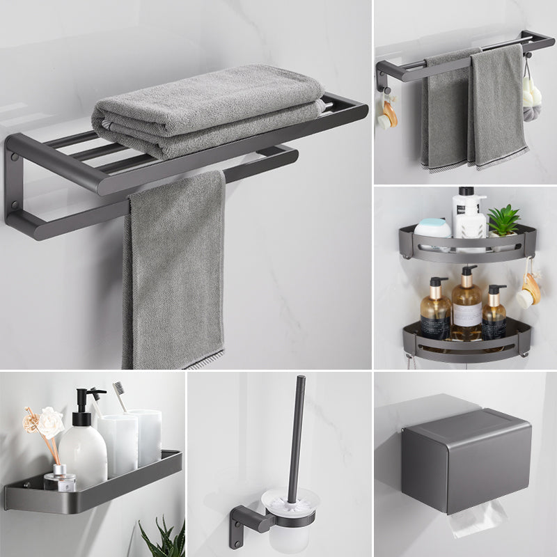 Contemporary Grey Bathroom Accessory As Individual Or As a Set 7-Piece Set (Double Rods) Clearhalo 'Bathroom Hardware Sets' 'Bathroom Hardware' 'Bathroom Remodel & Bathroom Fixtures' 'bathroom_hardware_sets' 'Home Improvement' 'home_improvement' 'home_improvement_bathroom_hardware_sets' 7323009