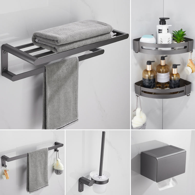 Contemporary Grey Bathroom Accessory As Individual Or As a Set 6-Piece Set (Single Rod) Clearhalo 'Bathroom Hardware Sets' 'Bathroom Hardware' 'Bathroom Remodel & Bathroom Fixtures' 'bathroom_hardware_sets' 'Home Improvement' 'home_improvement' 'home_improvement_bathroom_hardware_sets' 7323010