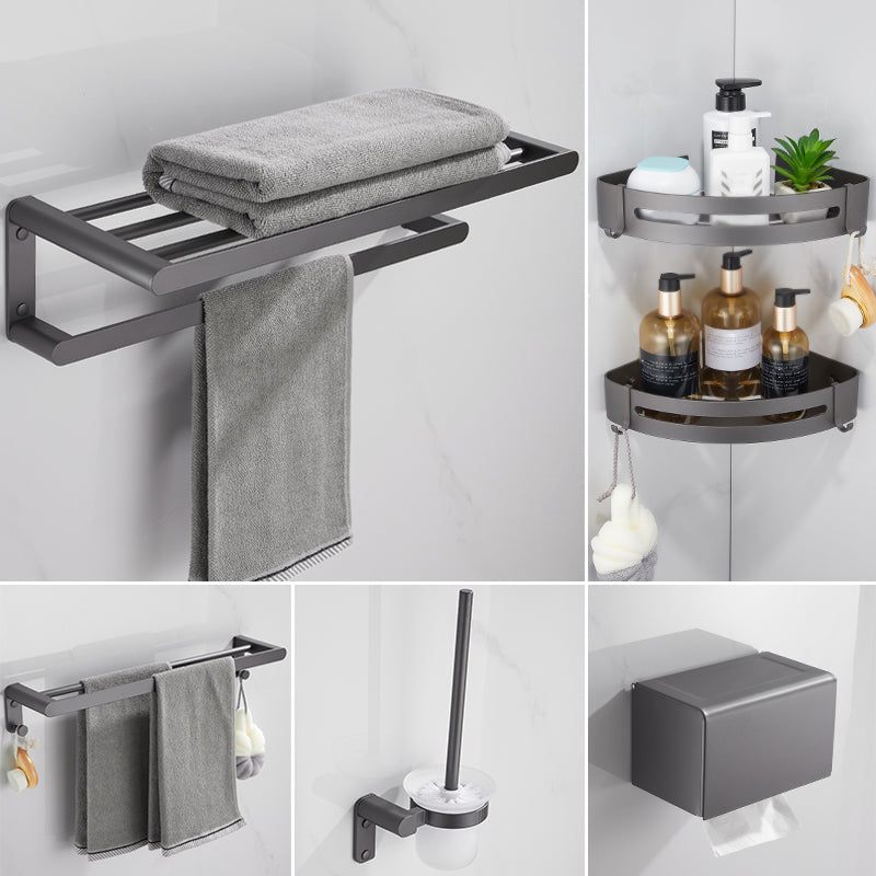 Contemporary Grey Bathroom Accessory As Individual Or As a Set 6-Piece Set (Double Rods) Clearhalo 'Bathroom Hardware Sets' 'Bathroom Hardware' 'Bathroom Remodel & Bathroom Fixtures' 'bathroom_hardware_sets' 'Home Improvement' 'home_improvement' 'home_improvement_bathroom_hardware_sets' 7323011