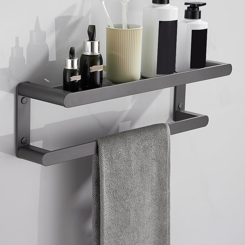 Contemporary Grey Bathroom Accessory As Individual Or As a Set Square Bath Shelf Clearhalo 'Bathroom Hardware Sets' 'Bathroom Hardware' 'Bathroom Remodel & Bathroom Fixtures' 'bathroom_hardware_sets' 'Home Improvement' 'home_improvement' 'home_improvement_bathroom_hardware_sets' 7323012