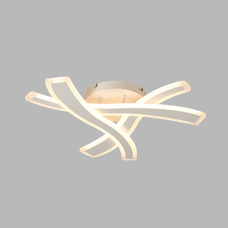 Modern LED Semi Flush Mount Fixture White Crossing Wave Flush Ceiling Light with Acrylic Shade in Warm/White Light Clearhalo 'Ceiling Lights' 'Close To Ceiling Lights' 'Close to ceiling' 'Semi-flushmount' Lighting' 732319