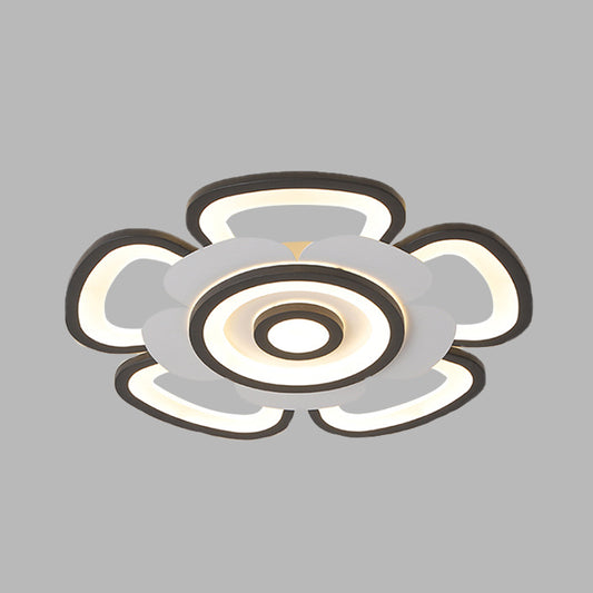 Floral Acrylic Flush Mounted Light Contemporary LED Black and White Ceiling Lamp in Warm/White Light, 20.5"/24.5" W Clearhalo 'Ceiling Lights' 'Close To Ceiling Lights' 'Close to ceiling' 'Flush mount' Lighting' 732368