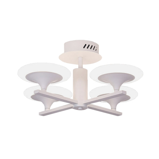 Modern 3/4-Light Semi Flush Mount White Round LED Radial Flush Ceiling Lamp with Acrylic Shade in White/Warm Light Clearhalo 'Ceiling Lights' 'Close To Ceiling Lights' 'Close to ceiling' 'Semi-flushmount' Lighting' 732387