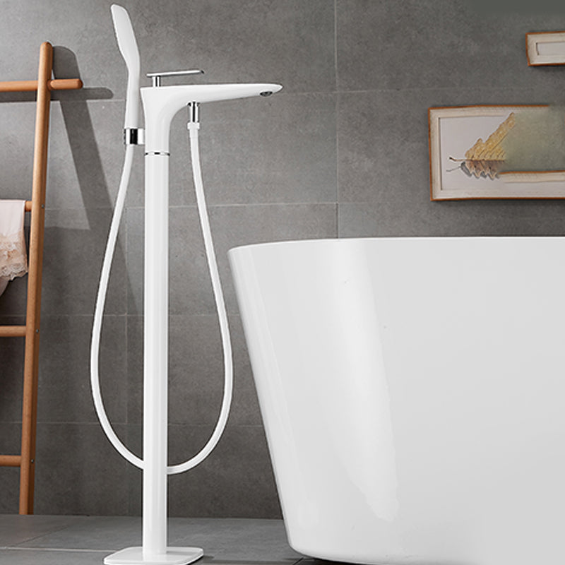 Contemporary Bathroom Faucet Floor Mounted Copper One Handle Fixed Freestanding Tub Filler Clearhalo 'Bathroom Remodel & Bathroom Fixtures' 'Bathtub Faucets' 'bathtub_faucets' 'Home Improvement' 'home_improvement' 'home_improvement_bathtub_faucets' 7323924