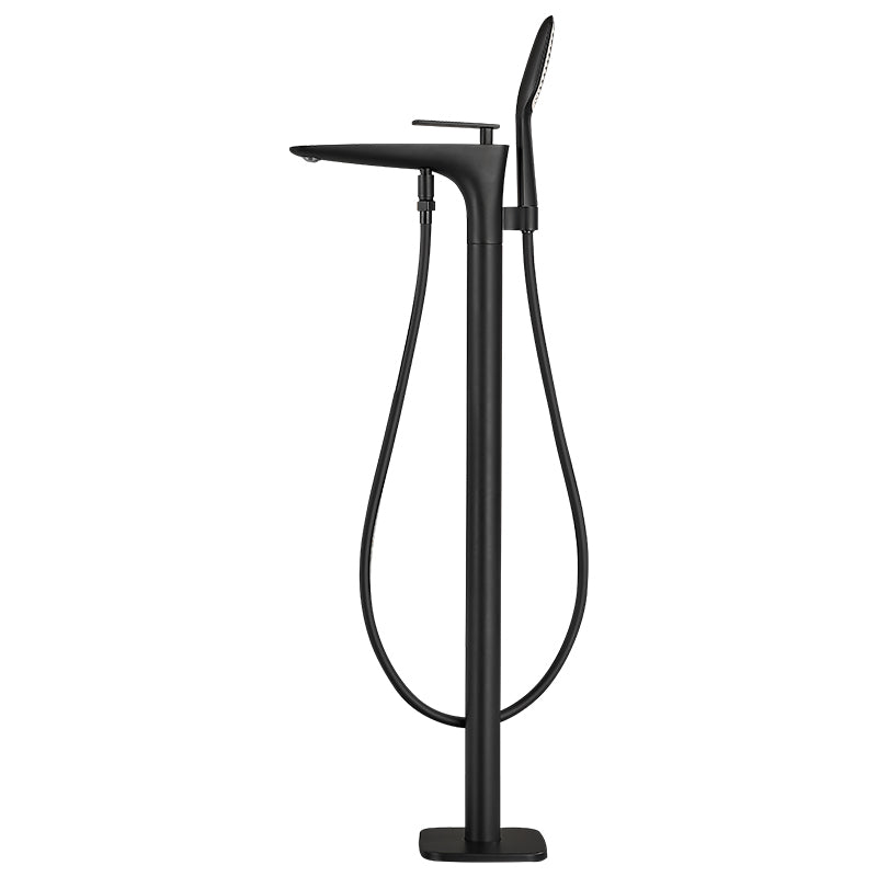 Contemporary Bathroom Faucet Floor Mounted Copper One Handle Fixed Freestanding Tub Filler Clearhalo 'Bathroom Remodel & Bathroom Fixtures' 'Bathtub Faucets' 'bathtub_faucets' 'Home Improvement' 'home_improvement' 'home_improvement_bathtub_faucets' 7323926