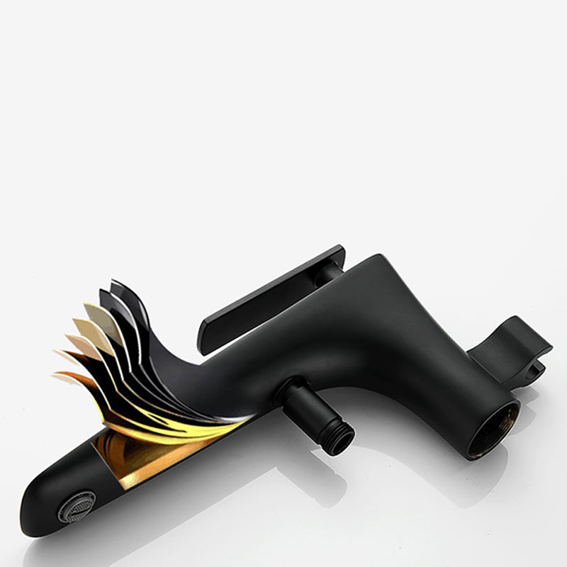 Contemporary Bathroom Faucet Floor Mounted Copper One Handle Fixed Freestanding Tub Filler Clearhalo 'Bathroom Remodel & Bathroom Fixtures' 'Bathtub Faucets' 'bathtub_faucets' 'Home Improvement' 'home_improvement' 'home_improvement_bathtub_faucets' 7323931