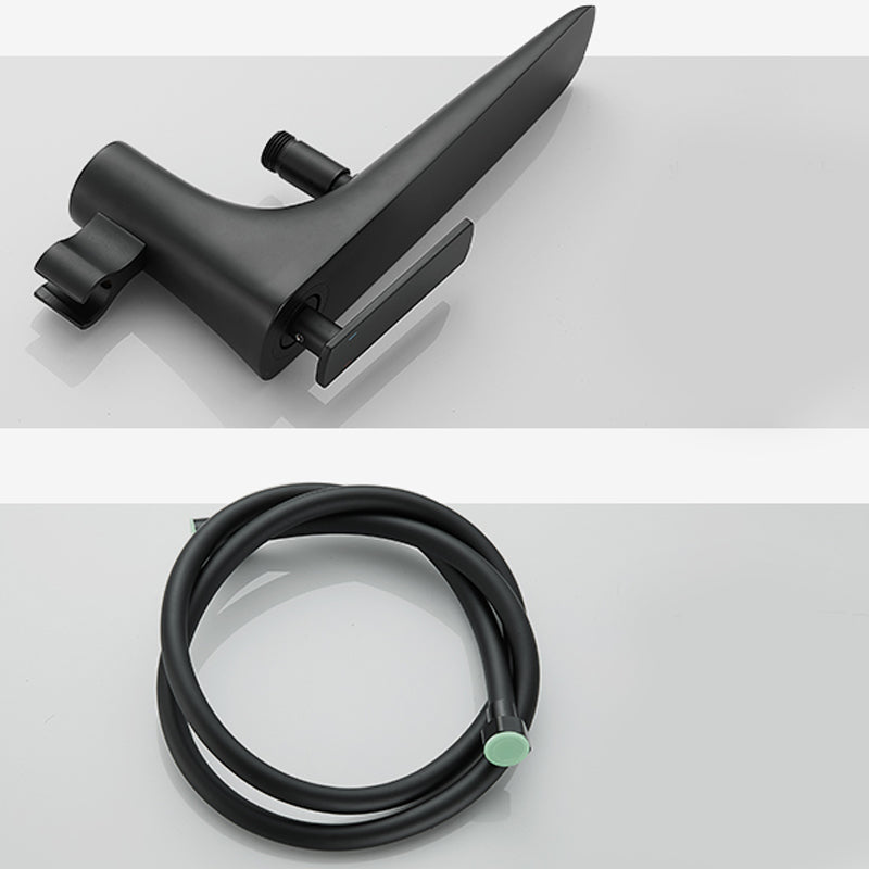 Contemporary Bathroom Faucet Floor Mounted Copper One Handle Fixed Freestanding Tub Filler Clearhalo 'Bathroom Remodel & Bathroom Fixtures' 'Bathtub Faucets' 'bathtub_faucets' 'Home Improvement' 'home_improvement' 'home_improvement_bathtub_faucets' 7323936