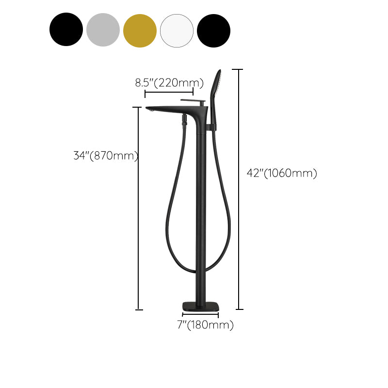 Contemporary Bathroom Faucet Floor Mounted Copper One Handle Fixed Freestanding Tub Filler Clearhalo 'Bathroom Remodel & Bathroom Fixtures' 'Bathtub Faucets' 'bathtub_faucets' 'Home Improvement' 'home_improvement' 'home_improvement_bathtub_faucets' 7323950