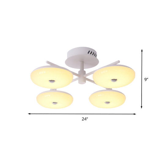 LED Restaurant Flush Light Fixture Minimalist White Semi Ceiling Flush Mount with Doughnut Acrylic Shade, 22"/24" W Clearhalo 'Ceiling Lights' 'Close To Ceiling Lights' 'Close to ceiling' 'Semi-flushmount' Lighting' 732397