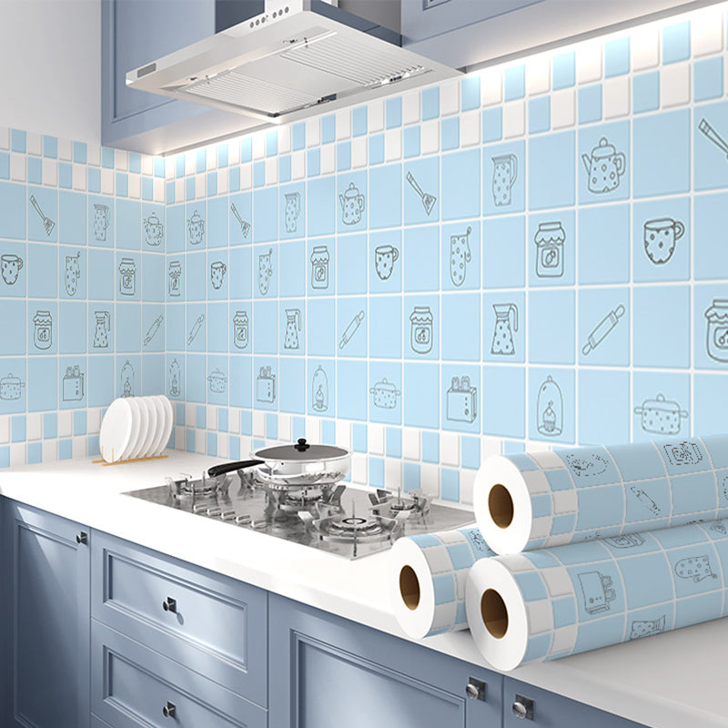 Square Mosaic Peel & Stick Tile Stain Resistant Kitchen Backsplash Tiles Blue-White 197"L x 24"W Clearhalo 'Flooring 'Home Improvement' 'home_improvement' 'home_improvement_peel_stick_blacksplash' 'Peel & Stick Backsplash Tile' 'peel_stick_blacksplash' 'Walls & Ceilings' Walls and Ceiling' 7324063