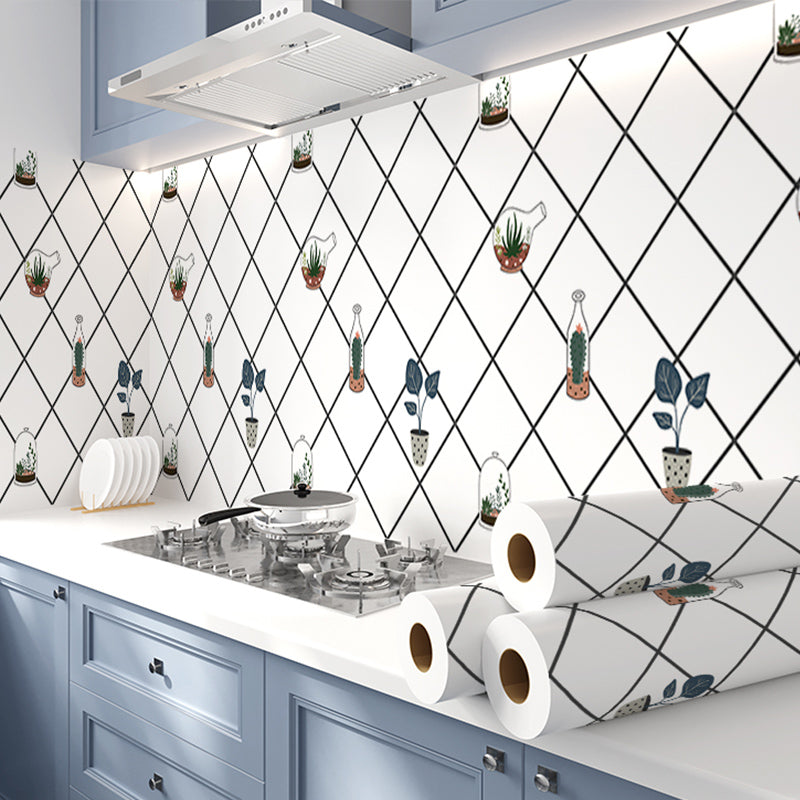 Square Mosaic Peel & Stick Tile Stain Resistant Kitchen Backsplash Tiles Black White 79"L x 24"W Clearhalo 'Flooring 'Home Improvement' 'home_improvement' 'home_improvement_peel_stick_blacksplash' 'Peel & Stick Backsplash Tile' 'peel_stick_blacksplash' 'Walls & Ceilings' Walls and Ceiling' 7324065