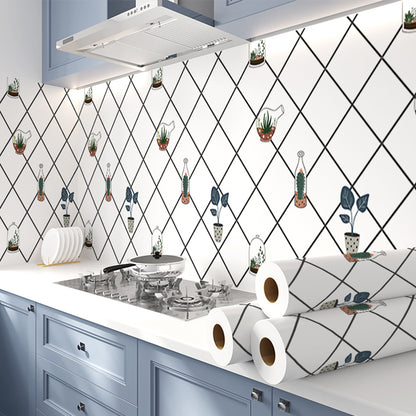 Square Mosaic Peel & Stick Tile Stain Resistant Kitchen Backsplash Tiles Black White 79"L x 24"W Clearhalo 'Flooring 'Home Improvement' 'home_improvement' 'home_improvement_peel_stick_blacksplash' 'Peel & Stick Backsplash Tile' 'peel_stick_blacksplash' 'Walls & Ceilings' Walls and Ceiling' 7324065