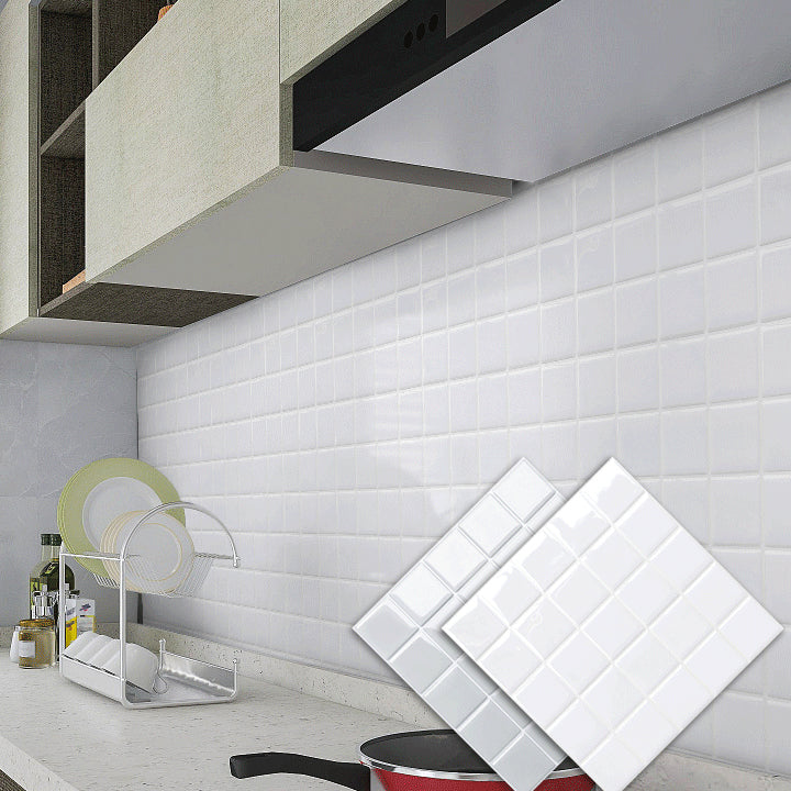 White Mosaic Peel & Stick Tile Water-resistant Kitchen Backsplash Wallpaper Clearhalo 'Flooring 'Home Improvement' 'home_improvement' 'home_improvement_peel_stick_blacksplash' 'Peel & Stick Backsplash Tile' 'peel_stick_blacksplash' 'Walls & Ceilings' Walls and Ceiling' 7324077