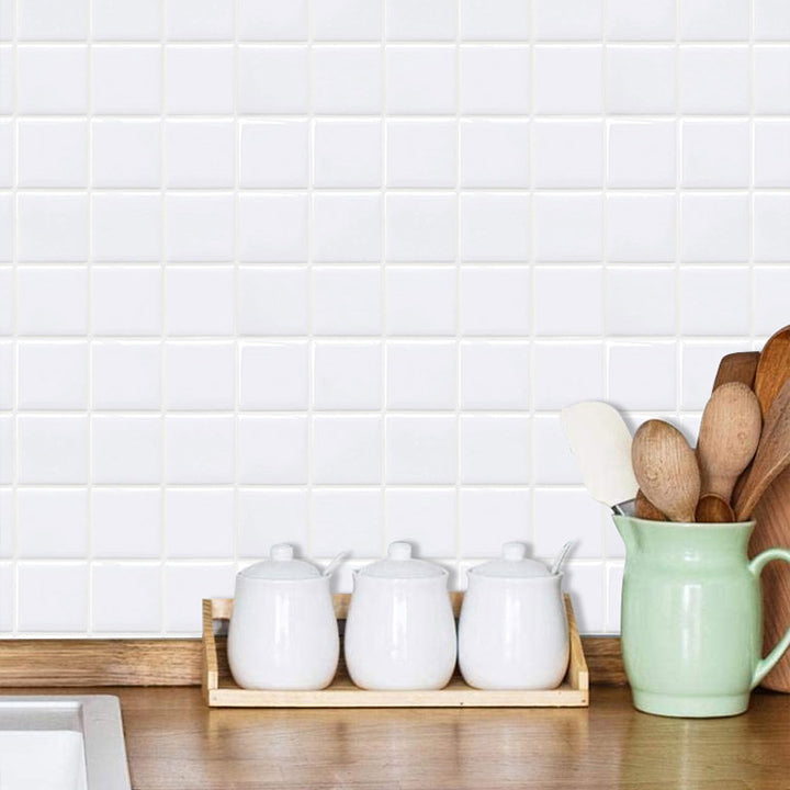 White Mosaic Peel & Stick Tile Water-resistant Kitchen Backsplash Wallpaper Clearhalo 'Flooring 'Home Improvement' 'home_improvement' 'home_improvement_peel_stick_blacksplash' 'Peel & Stick Backsplash Tile' 'peel_stick_blacksplash' 'Walls & Ceilings' Walls and Ceiling' 7324081