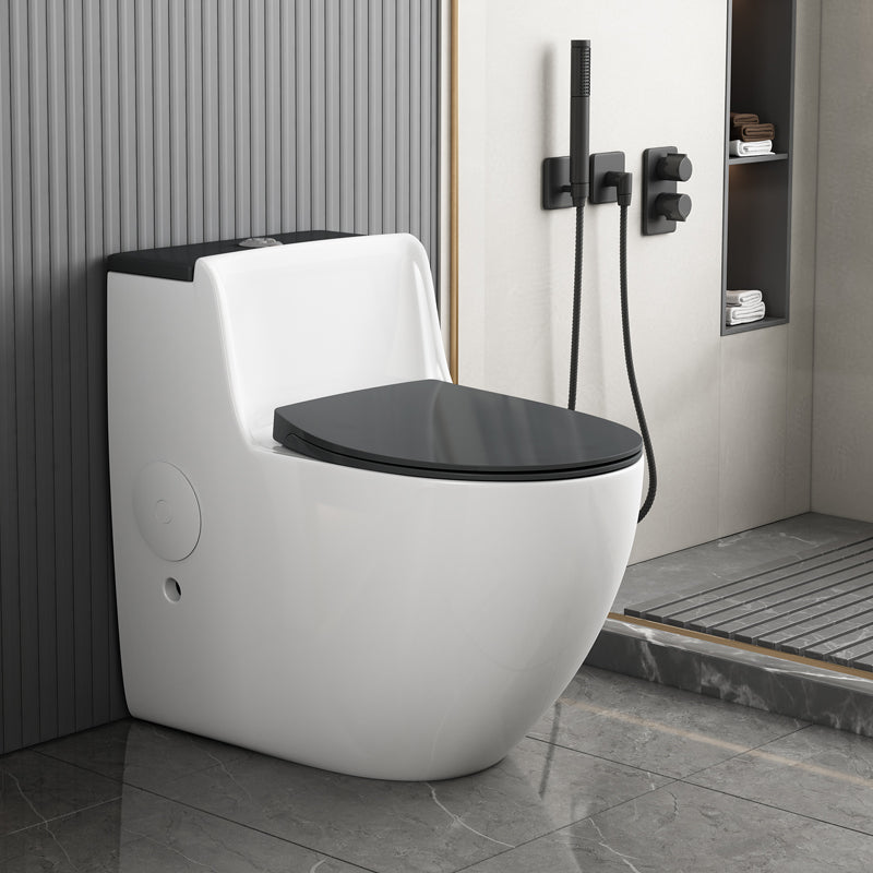 Modern Floor Mounted Flush Toilet Ceramic Siphon Jet Urine Toilet for Bathroom Black Clearhalo 'Bathroom Remodel & Bathroom Fixtures' 'Home Improvement' 'home_improvement' 'home_improvement_toilets' 'Toilets & Bidets' 'Toilets' 7324403