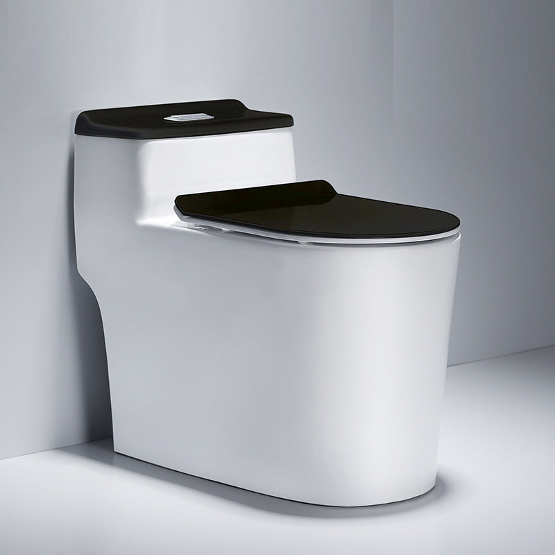 Traditional Floor Mounted Flush Toilet Ceramic Siphon Jet Urine Toilet for Bathroom 15"L x 27"W x 24"H Black White Clearhalo 'Bathroom Remodel & Bathroom Fixtures' 'Home Improvement' 'home_improvement' 'home_improvement_toilets' 'Toilets & Bidets' 'Toilets' 7324416