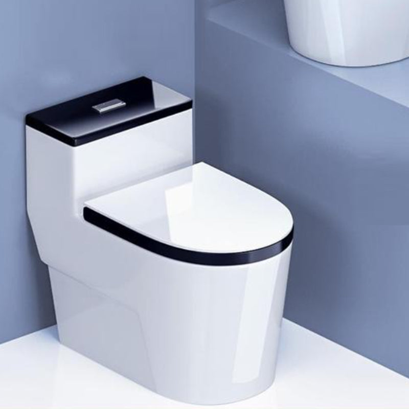 Traditional Floor Mounted Flush Toilet Ceramic Siphon Jet Urine Toilet for Bathroom 16"L x 28"W x 24"H Black/ White 14" Clearhalo 'Bathroom Remodel & Bathroom Fixtures' 'Home Improvement' 'home_improvement' 'home_improvement_toilets' 'Toilets & Bidets' 'Toilets' 7324420