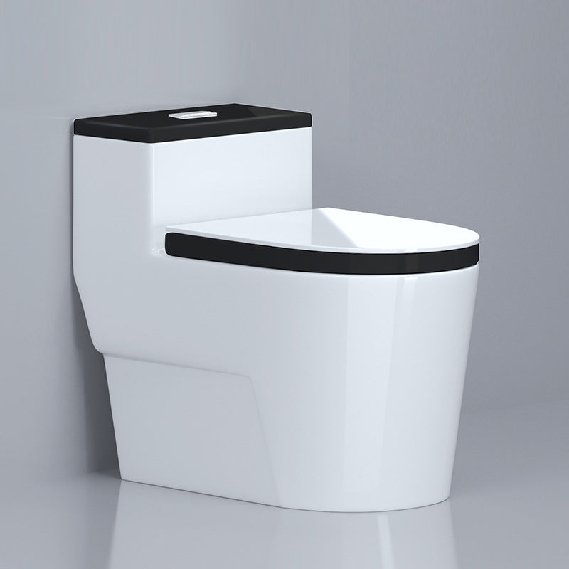 Traditional Floor Mounted Flush Toilet Ceramic Siphon Jet Urine Toilet for Bathroom 16"L x 28"W x 24"H Black/ White Clearhalo 'Bathroom Remodel & Bathroom Fixtures' 'Home Improvement' 'home_improvement' 'home_improvement_toilets' 'Toilets & Bidets' 'Toilets' 7324421