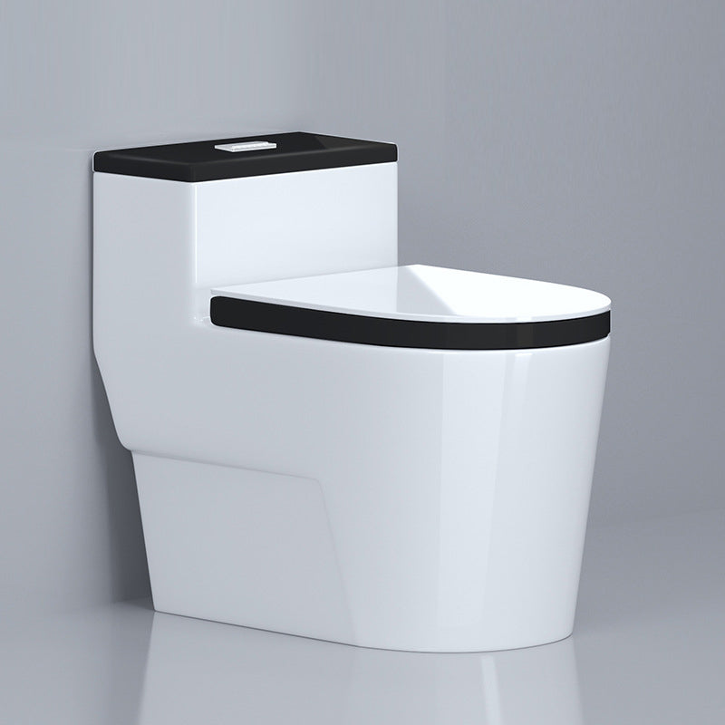 Traditional Floor Mounted Flush Toilet Ceramic Siphon Jet Urine Toilet for Bathroom 16"L x 28"W x 24"H Black White Clearhalo 'Bathroom Remodel & Bathroom Fixtures' 'Home Improvement' 'home_improvement' 'home_improvement_toilets' 'Toilets & Bidets' 'Toilets' 7324421