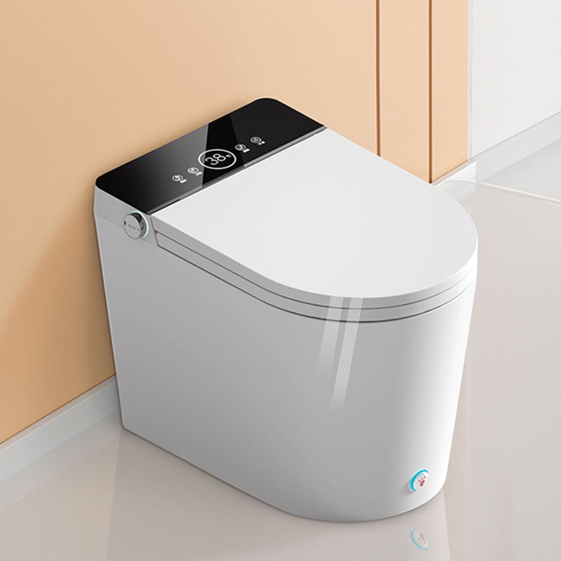 Siphon Jet Porcelain Urine Toilet Floor Mounted Modern Flush Toilet White Black Automatic Lid( Top Configuration) 12" Clearhalo 'Bathroom Remodel & Bathroom Fixtures' 'Home Improvement' 'home_improvement' 'home_improvement_toilets' 'Toilets & Bidets' 'Toilets' 7324431