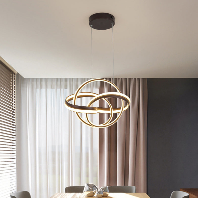 Acrylic Twisted Ceiling Light Fixture Modernist LED Hanging Chandelier in White/Coffee for Dining Room, White/Warm/3 Color Light Clearhalo 'Ceiling Lights' 'Chandeliers' 'Modern Chandeliers' 'Modern' Lighting' 732446