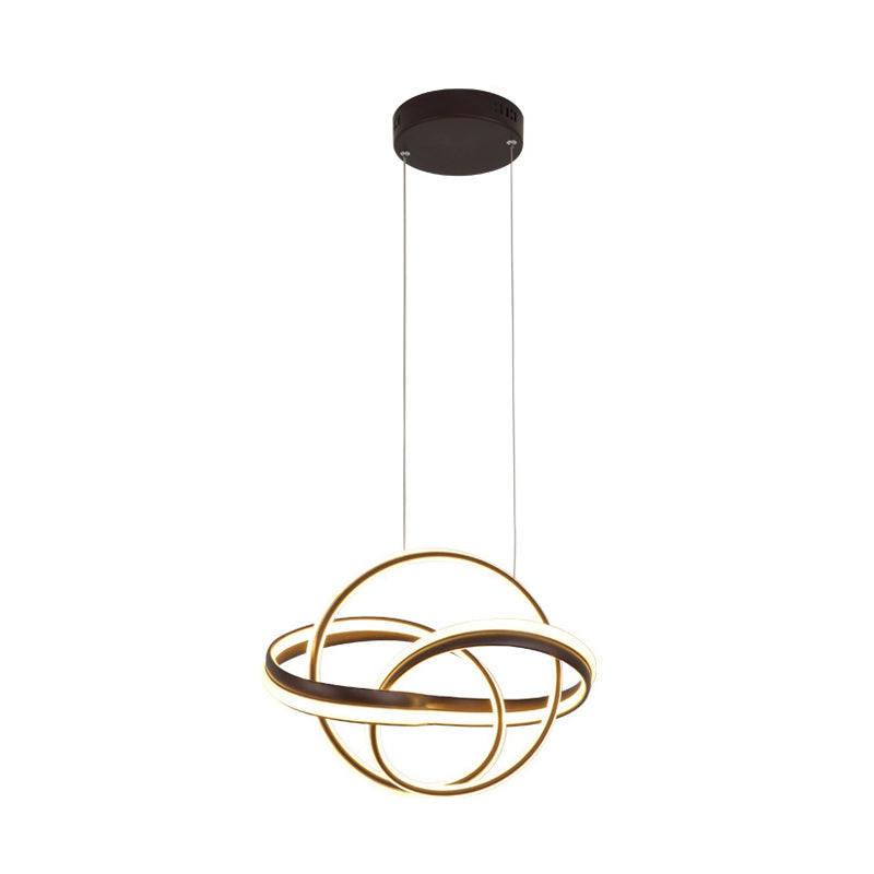 Acrylic Twisted Ceiling Light Fixture Modernist LED Hanging Chandelier in White/Coffee for Dining Room, White/Warm/3 Color Light Clearhalo 'Ceiling Lights' 'Chandeliers' 'Modern Chandeliers' 'Modern' Lighting' 732447