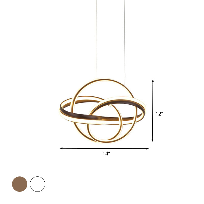 Acrylic Twisted Ceiling Light Fixture Modernist LED Hanging Chandelier in White/Coffee for Dining Room, White/Warm/3 Color Light Clearhalo 'Ceiling Lights' 'Chandeliers' 'Modern Chandeliers' 'Modern' Lighting' 732448