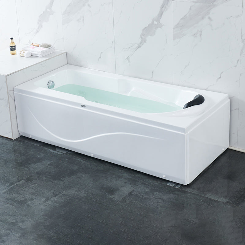 Modern Back to Wall Bathtub Rectangular Antique Finish Soaking Bath Tub Left Tub with Pillow Clearhalo 'Bathroom Remodel & Bathroom Fixtures' 'Bathtubs' 'Home Improvement' 'home_improvement' 'home_improvement_bathtubs' 'Showers & Bathtubs' 7324503
