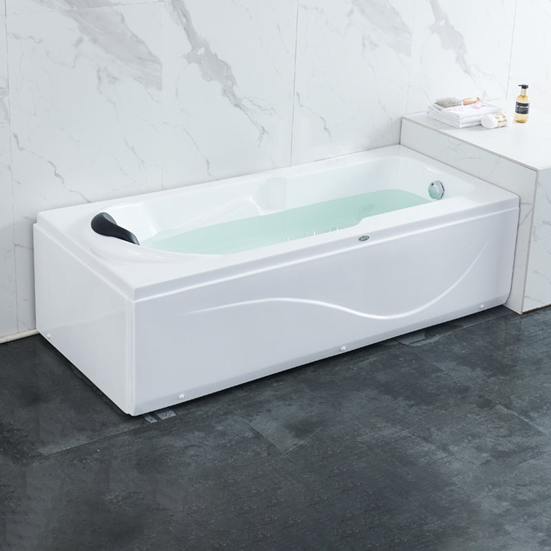 Modern Back to Wall Bathtub Rectangular Antique Finish Soaking Bath Tub Right Tub with Pillow Clearhalo 'Bathroom Remodel & Bathroom Fixtures' 'Bathtubs' 'Home Improvement' 'home_improvement' 'home_improvement_bathtubs' 'Showers & Bathtubs' 7324506