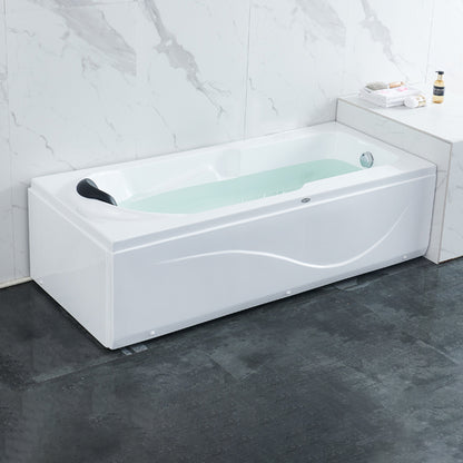 Modern Back to Wall Bathtub Rectangular Antique Finish Soaking Bath Tub Right Tub with Pillow Clearhalo 'Bathroom Remodel & Bathroom Fixtures' 'Bathtubs' 'Home Improvement' 'home_improvement' 'home_improvement_bathtubs' 'Showers & Bathtubs' 7324506