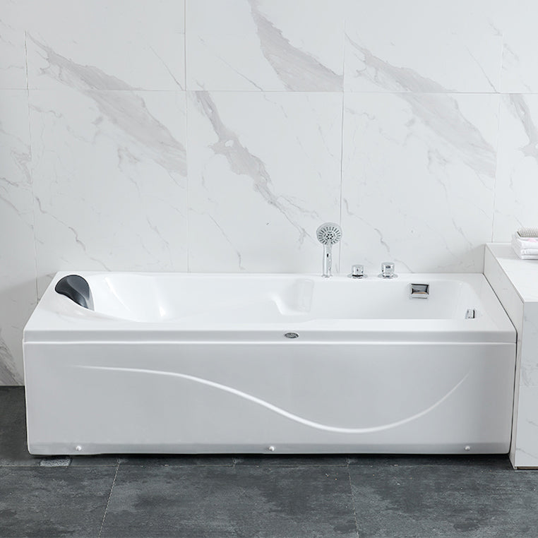 Modern Back to Wall Bathtub Rectangular Antique Finish Soaking Bath Tub 53"L x 28"W x 20"H Right Tub with Sliver 4-Piece Set Clearhalo 'Bathroom Remodel & Bathroom Fixtures' 'Bathtubs' 'Home Improvement' 'home_improvement' 'home_improvement_bathtubs' 'Showers & Bathtubs' 7324509