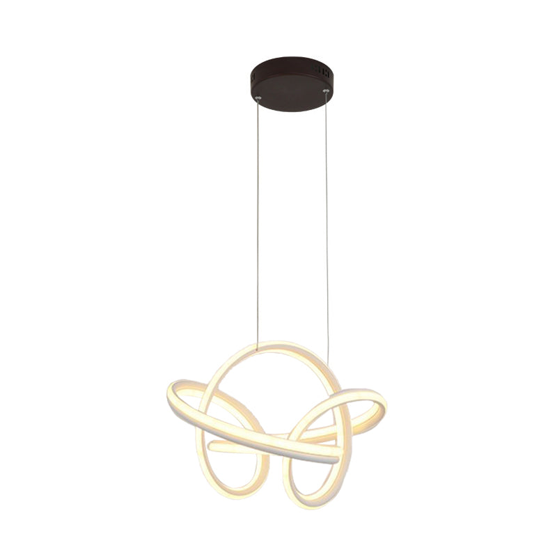 Acrylic Twisted Ceiling Light Fixture Modernist LED Hanging Chandelier in White/Coffee for Dining Room, White/Warm/3 Color Light Clearhalo 'Ceiling Lights' 'Chandeliers' 'Modern Chandeliers' 'Modern' Lighting' 732451