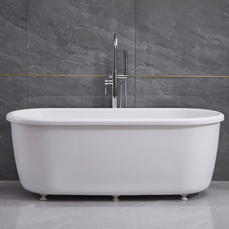 Modern Oval Bathtub Acrylic Stand Alone Soaking Soaking Bath 67"L x 26"W x 23"H Tub with Freestanding Tub Fillers Clearhalo 'Bathroom Remodel & Bathroom Fixtures' 'Bathtubs' 'Home Improvement' 'home_improvement' 'home_improvement_bathtubs' 'Showers & Bathtubs' 7324529