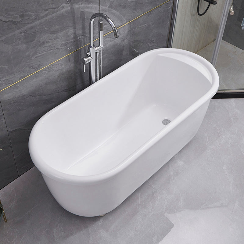 Modern Oval Bathtub Acrylic Stand Alone Soaking Soaking Bath Tub with Freestanding Tub Fillers Clearhalo 'Bathroom Remodel & Bathroom Fixtures' 'Bathtubs' 'Home Improvement' 'home_improvement' 'home_improvement_bathtubs' 'Showers & Bathtubs' 7324530