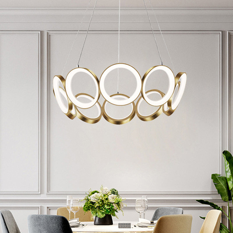Multi-Ring Hanging Chandelier Contemporary Acrylic Black/Gold LED Ceiling Pendant in White/Warm Light for Living Room Clearhalo 'Ceiling Lights' 'Chandeliers' 'Modern Chandeliers' 'Modern' Lighting' 732454