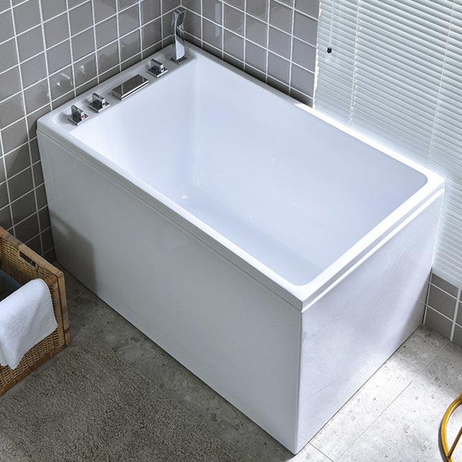 Modern Rectangular Center Bathtub Acrylic Freestanding White Bath Left Tub with Silver 5-Piece Set Clearhalo 'Bathroom Remodel & Bathroom Fixtures' 'Bathtubs' 'Home Improvement' 'home_improvement' 'home_improvement_bathtubs' 'Showers & Bathtubs' 7324549