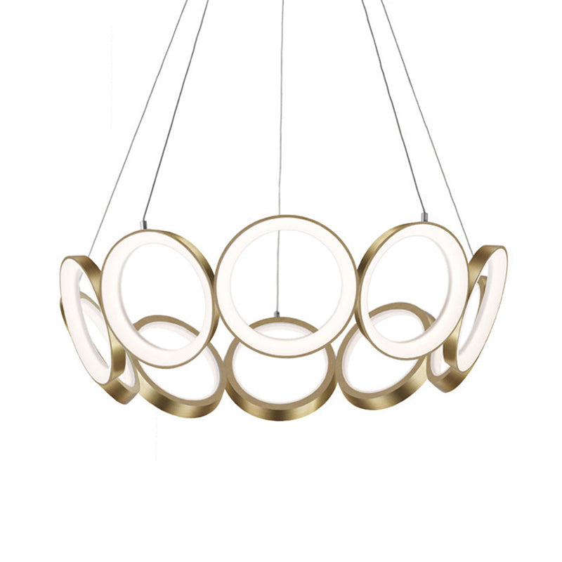 Multi-Ring Hanging Chandelier Contemporary Acrylic Black/Gold LED Ceiling Pendant in White/Warm Light for Living Room Clearhalo 'Ceiling Lights' 'Chandeliers' 'Modern Chandeliers' 'Modern' Lighting' 732455