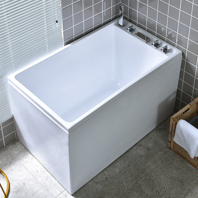 Modern Rectangular Center Bathtub Acrylic Freestanding White Bath Right Tub with Silver 5-Piece Set Clearhalo 'Bathroom Remodel & Bathroom Fixtures' 'Bathtubs' 'Home Improvement' 'home_improvement' 'home_improvement_bathtubs' 'Showers & Bathtubs' 7324553